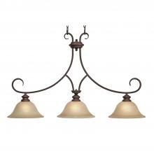  6005-10 RBZ - Lancaster 3 Light Linear Pendant in Rubbed Bronze with Antique Marbled Glass